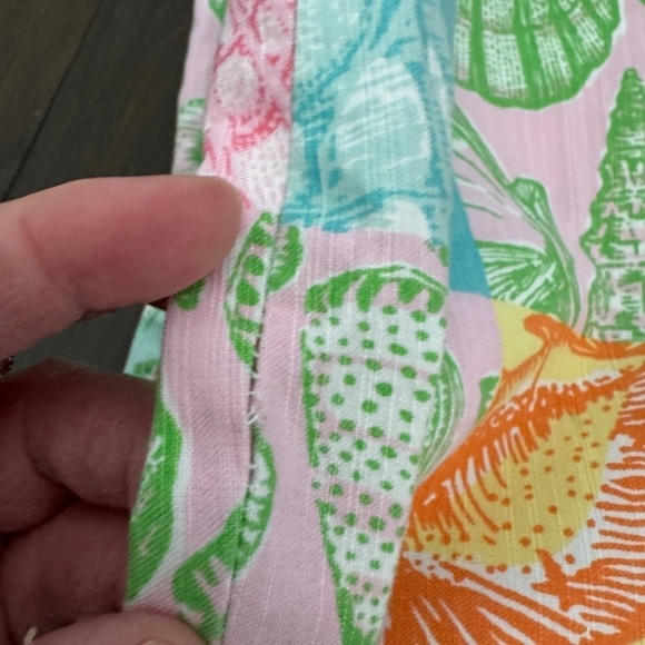 VINTAGE White Tag Lilly Pulitzer Capris WHAT THE SHELL Patchwork Sz 6 - Picture 8 of 9